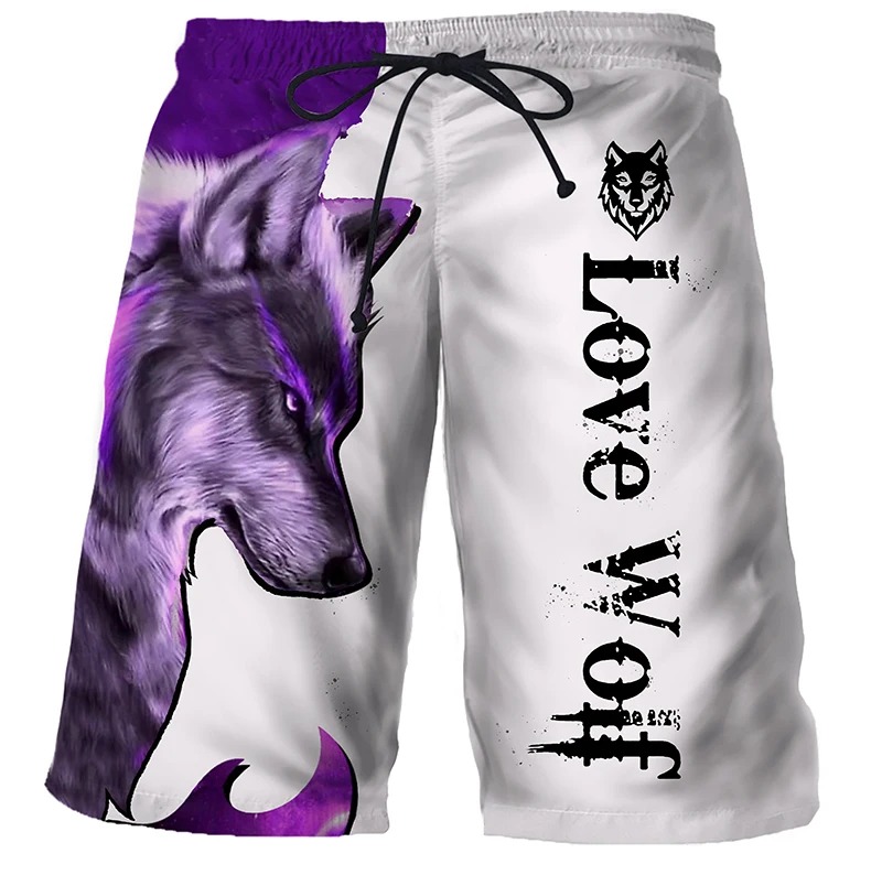 Traje de baño de secado rápido para hombre y niño, bañador deportivo con diseño de Tigre, León y Lobo, pantalones cortos cómodos para tabla de Surf