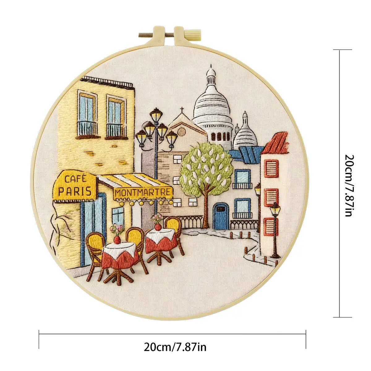 1 Stück 20X20CM/15X15CM 7,87/6,3 Zoll Stadt-Stickerei-Starter-Kit DIY-Kit DIY-Stickerei-Set Handarbeiten Malerei Nadelkunst – Detail 3