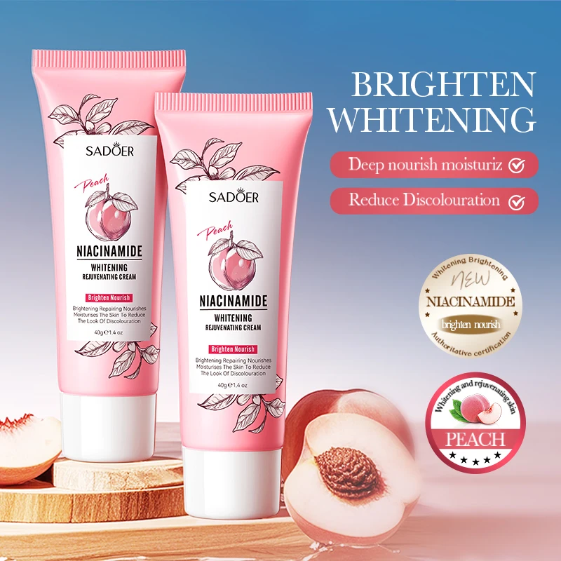 Crema hidratante para la piel de niacinamida de melocotón loción corporal hidratante y iluminadora de rápida absorción, duradera