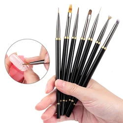 Professional Stripe Nail Art Brushes Nail Line Brush Black UV Gel Painting Pen Carved Nail Art Liner Brush for DYI Manicure