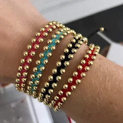 KKBEAD Handmade Braided Bracelets For Women Couple Jewelry Gift Gold Plated Beads Bracelet Free Shipping Pulseras Accessories