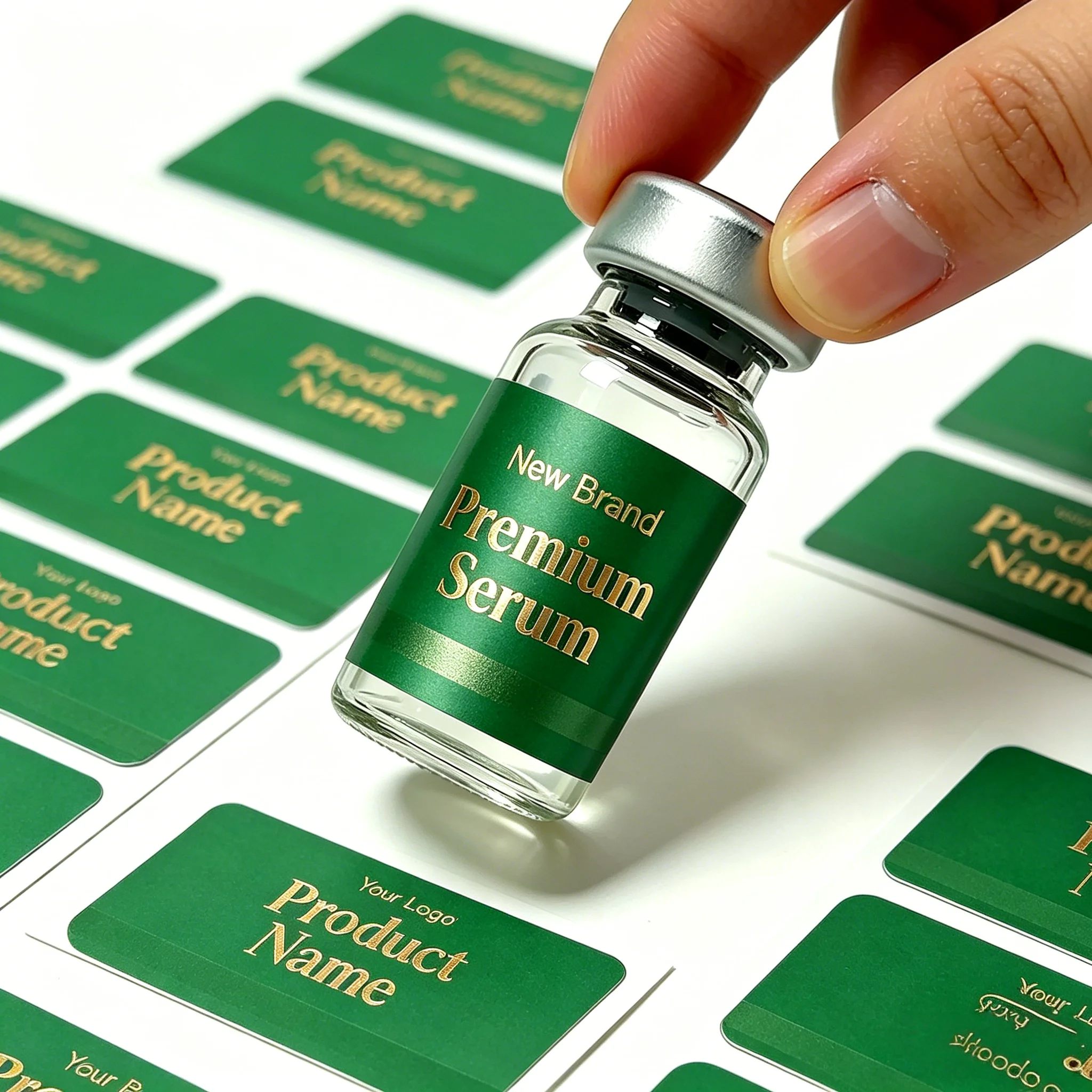 Premium Gold Foil Vinyl Labels,Strong Adhesive Stickers,3ml/5ml/10ml Vial Decals for Beauty Fitness view 2