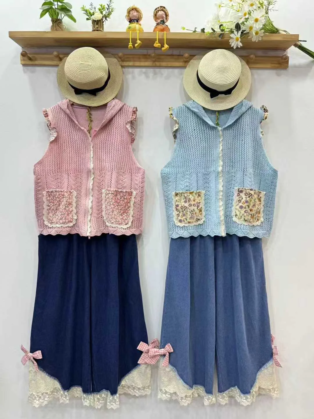 

Enianechu Japanese Mori Girl Style Beige Pink Blue Hooded Sweater Vest for Women Cardigan Winter Sleeveless Knitted Hoodies