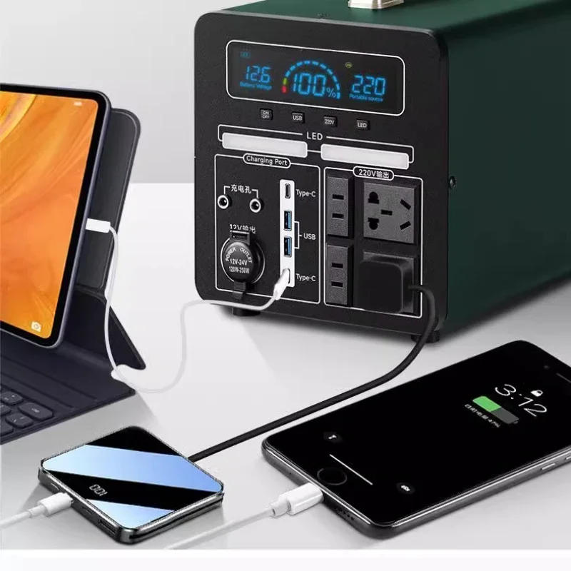 Outdoor mobile power supply 220V portable backup, stall self-driving travel emergency high-power large-capacity battery