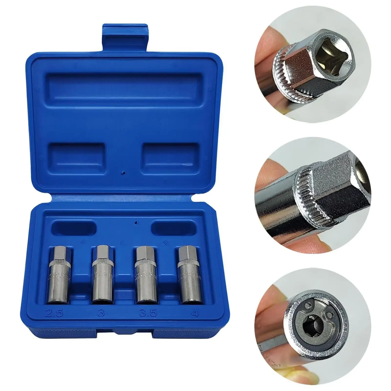 Picture 5: Bolt Extractor Kit 4 Pieces 1/4Inch Universal Remover Extractor Socket Set For Damaged Car Automotive Mechanics Maintenance Home