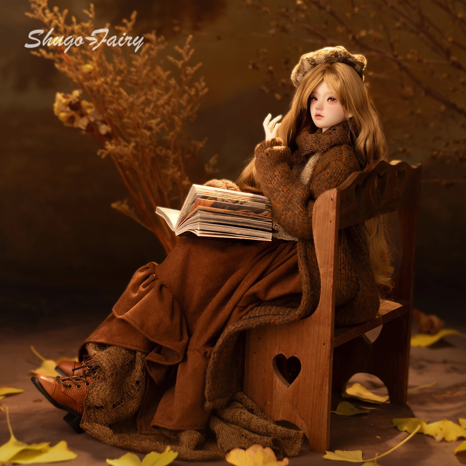 Boneca bjd 1/4 ariana outono maillard estilo aconchegante vibração literária malhas boina shugafairy figura de resina conjunto completo