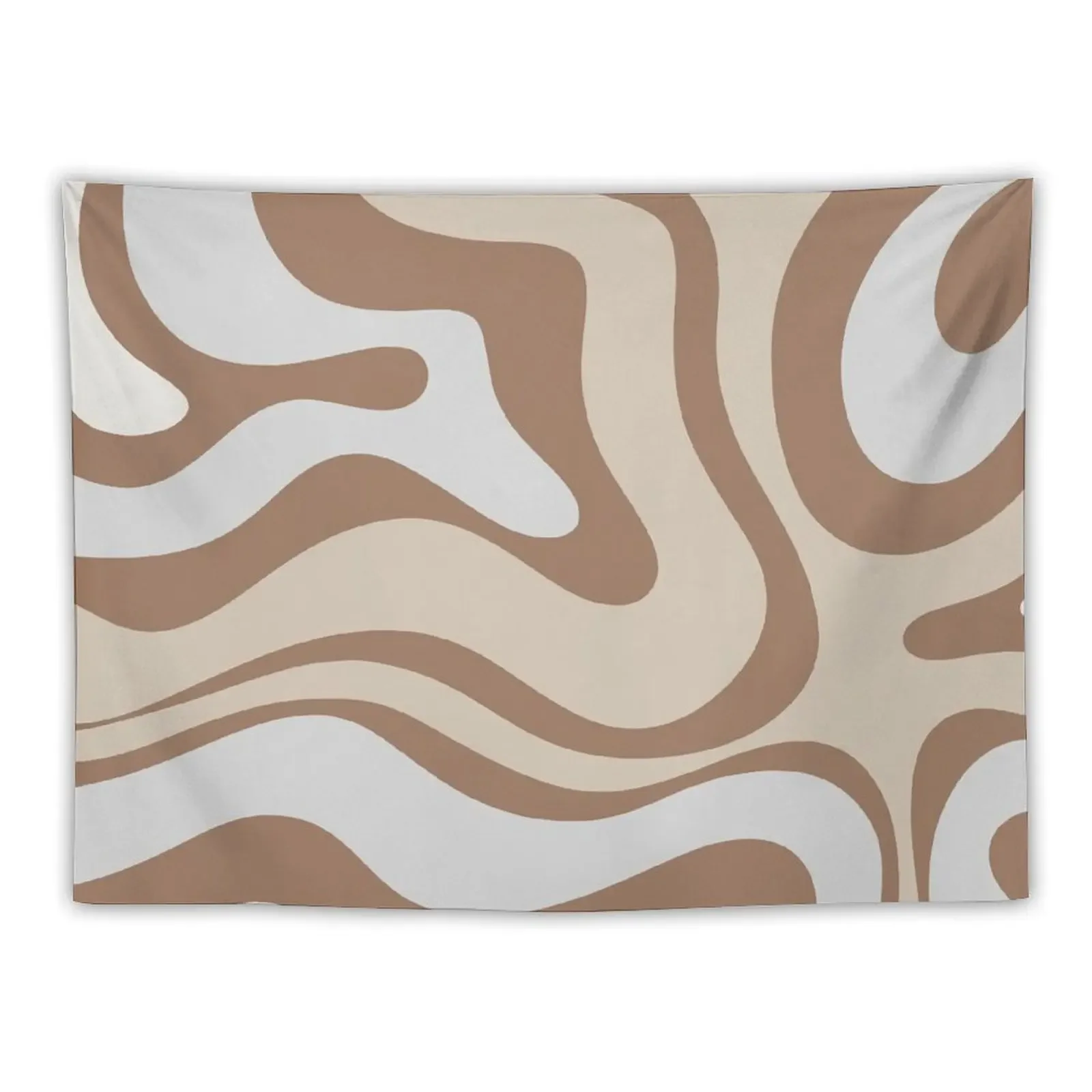 

Modern Liquid Swirl Abstract Pattern Square in Coffee Brown and Light Silver Grey Tapestry Bedroom Deco Art Mural Tapestry