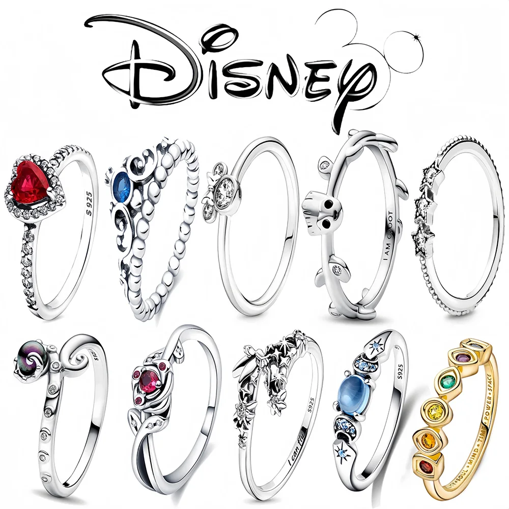 2024 Disney  HEROCROSS Mickey Minnie Princess Cinderella Women's Ring Accessories Wedding  Original Jewelry Gift Couple Rings