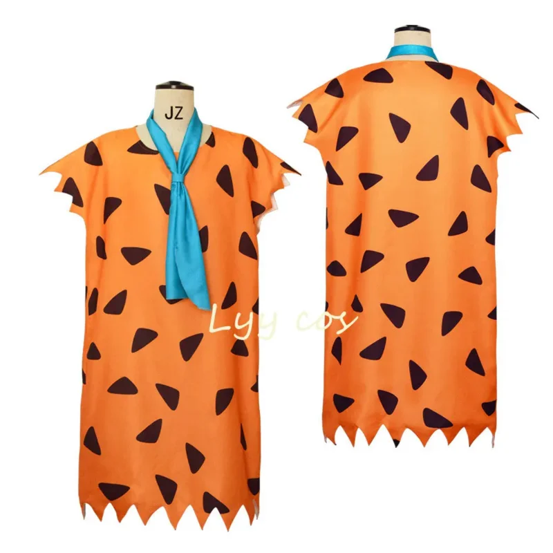 Fred Cosplay Anime Flintstones Costumes Adult Kid Primitive Savages Costume Orange Colthing Carnival Party Halloween