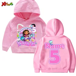 Hoodie Girls Gabby Birthday Outfits Children Sweatshirts Birthday Girl Clothes Custom Name Children Kids Clothing Sweaters 5th