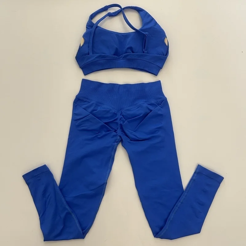 No Logo Seamless Gym Set Women Yoga Clothing Sportswear Yoga Leggings and Sports Bra 2 Piece Sets Workout Outfit Activewear