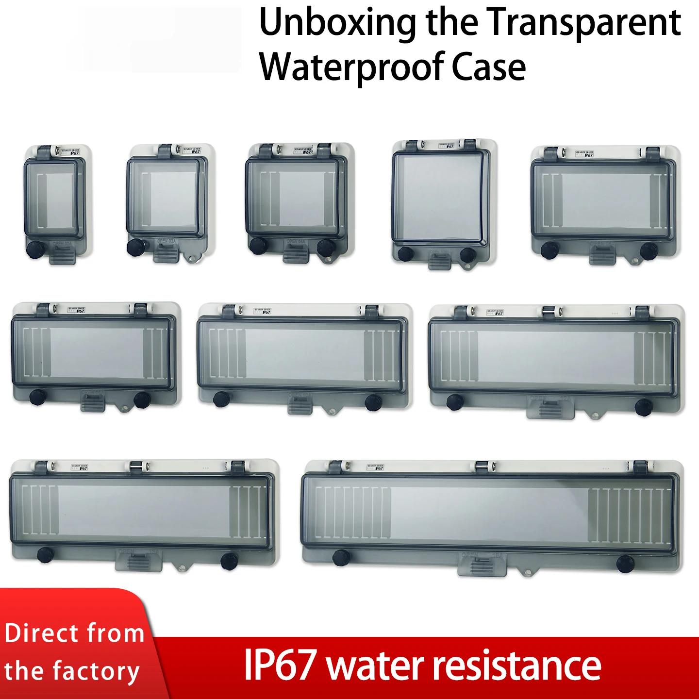 Waterproof Transparent Window Cover IP67 ABS Plastic For Outdoor Juction Box Protective Botton Switch Without Mounting Din Base