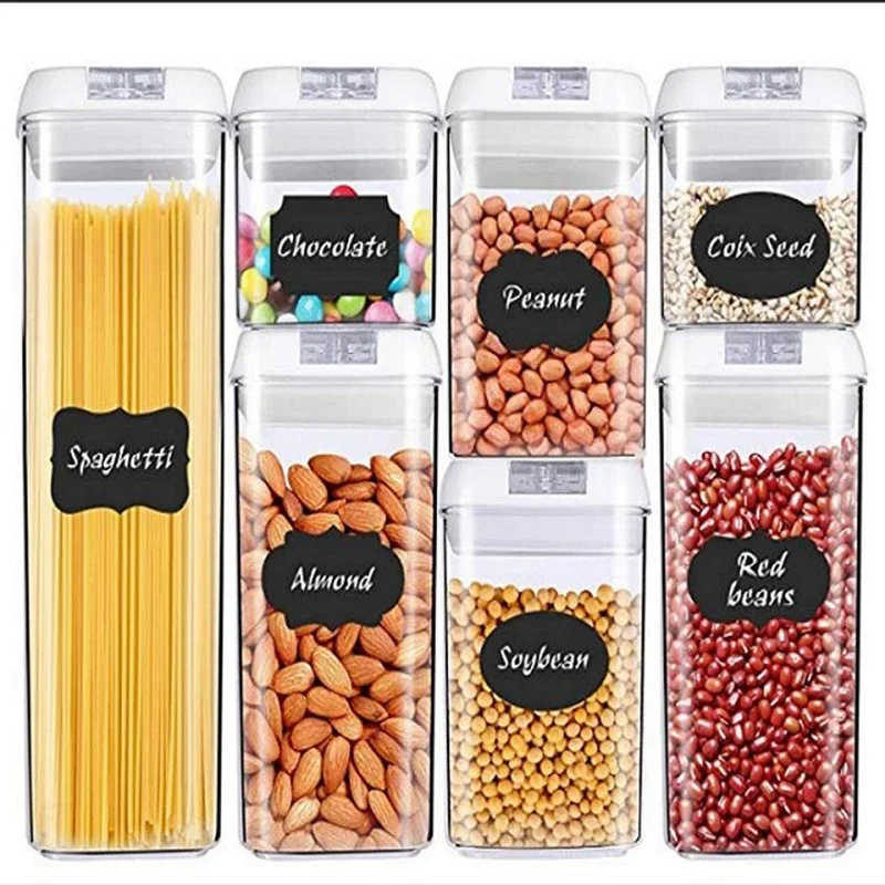 Plastic Food Storage Box Snacks Dried Fruits Multigrain Storage Jars CapacityTanks Kitchen Containers Transparent Sealed Cans