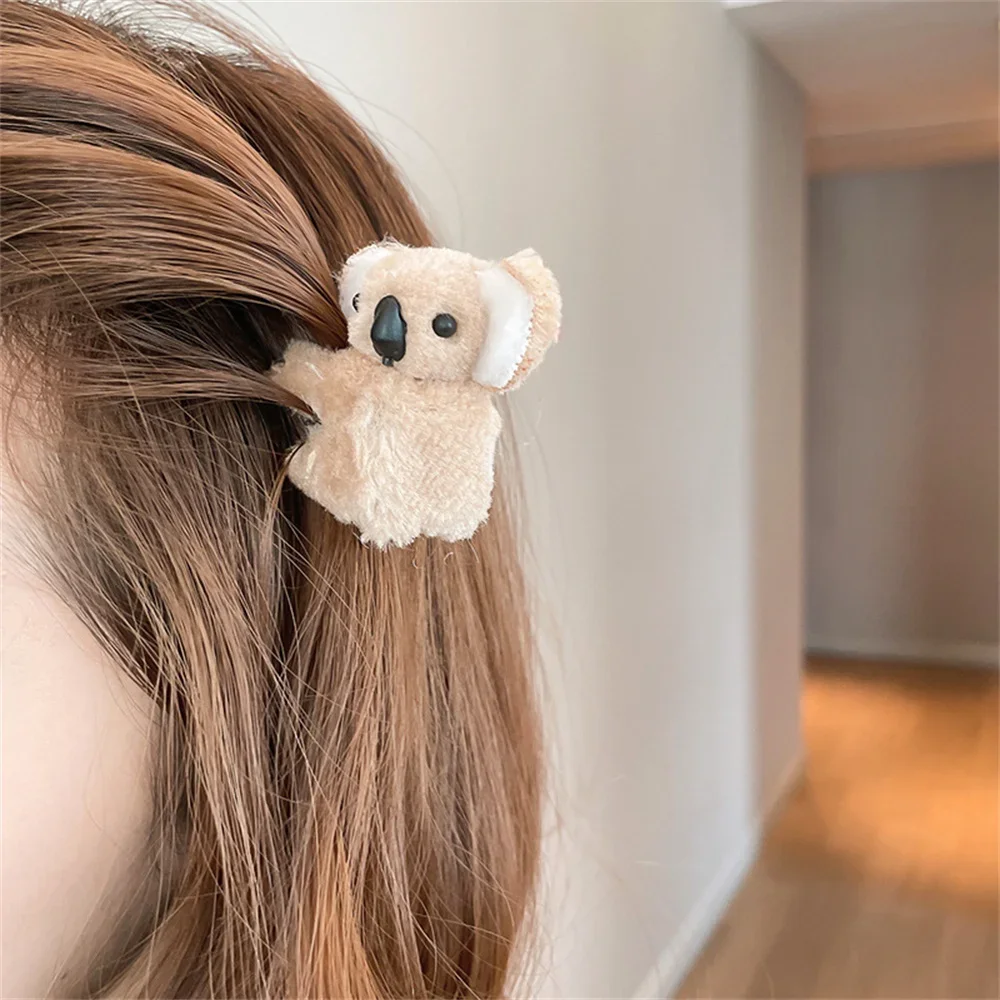 Mini Koala Bear Hairpin Girl Cute Plush Edge Clip Small Claw Clip Sweet Side Bangs Barrettes Fashion Cartoon Hairgrips Headderss