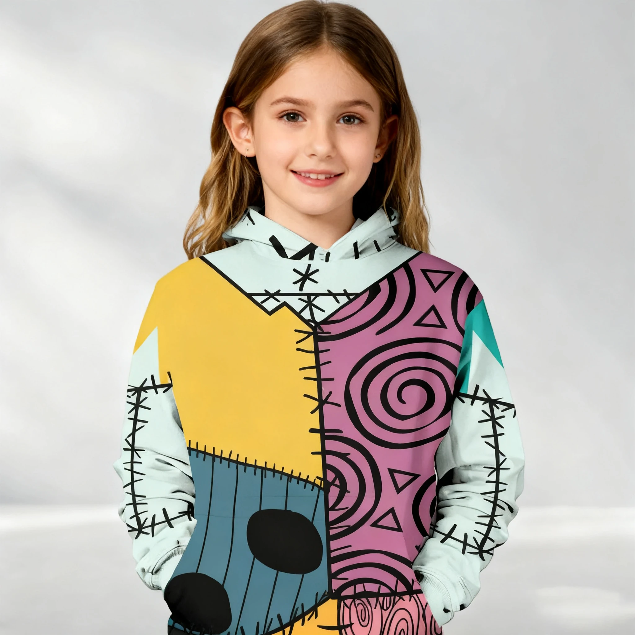 

Модная детская толстовка с капюшоном, пуловер с принтом Салли на осень-зиму, повседневная спортивная одежда для мальчиков и девочек для повседневной носки