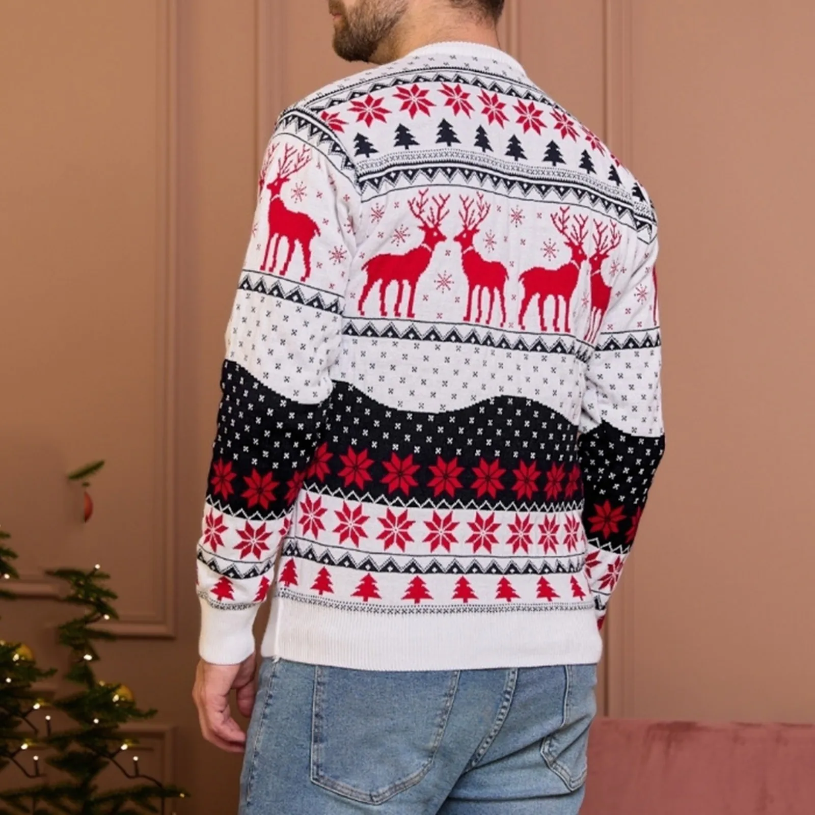 メンズクリスマスニットセーター、厚手のknitwear、ソフトルーズクリスマスジャンパー、カップルマッチング衣装、冬のセーター、2023