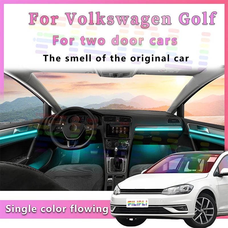 

For VW Golf Two Doors Car Superior Invisible Acrylic Auto Interior Ambient Light RGB Mobile APP-Controlled Glow LED