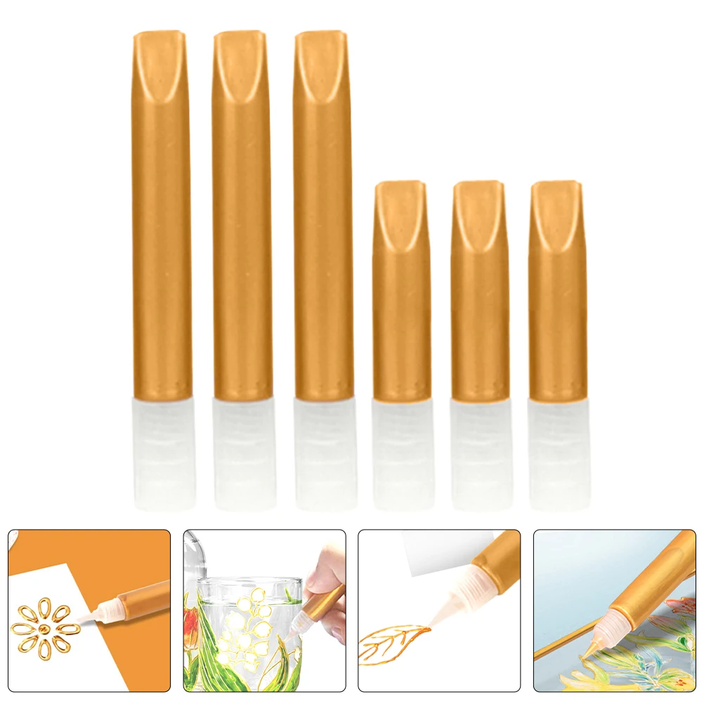 

6Pcs Gold Outline Pens Fine Tip Acrylic Art Drawing Tool for Craft Paper Graffiti 3D Effect Portable Paint Pen Set