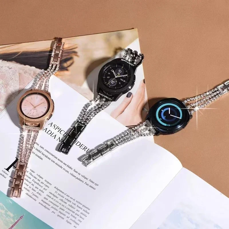 20mm 22mm Metal Diamond Strap for Samsung Galaxy Watch 7 6 5 4 40/44mm Huawei Watch 4pro 5 GT5-4-3 46mm Women Bracelet Wristband