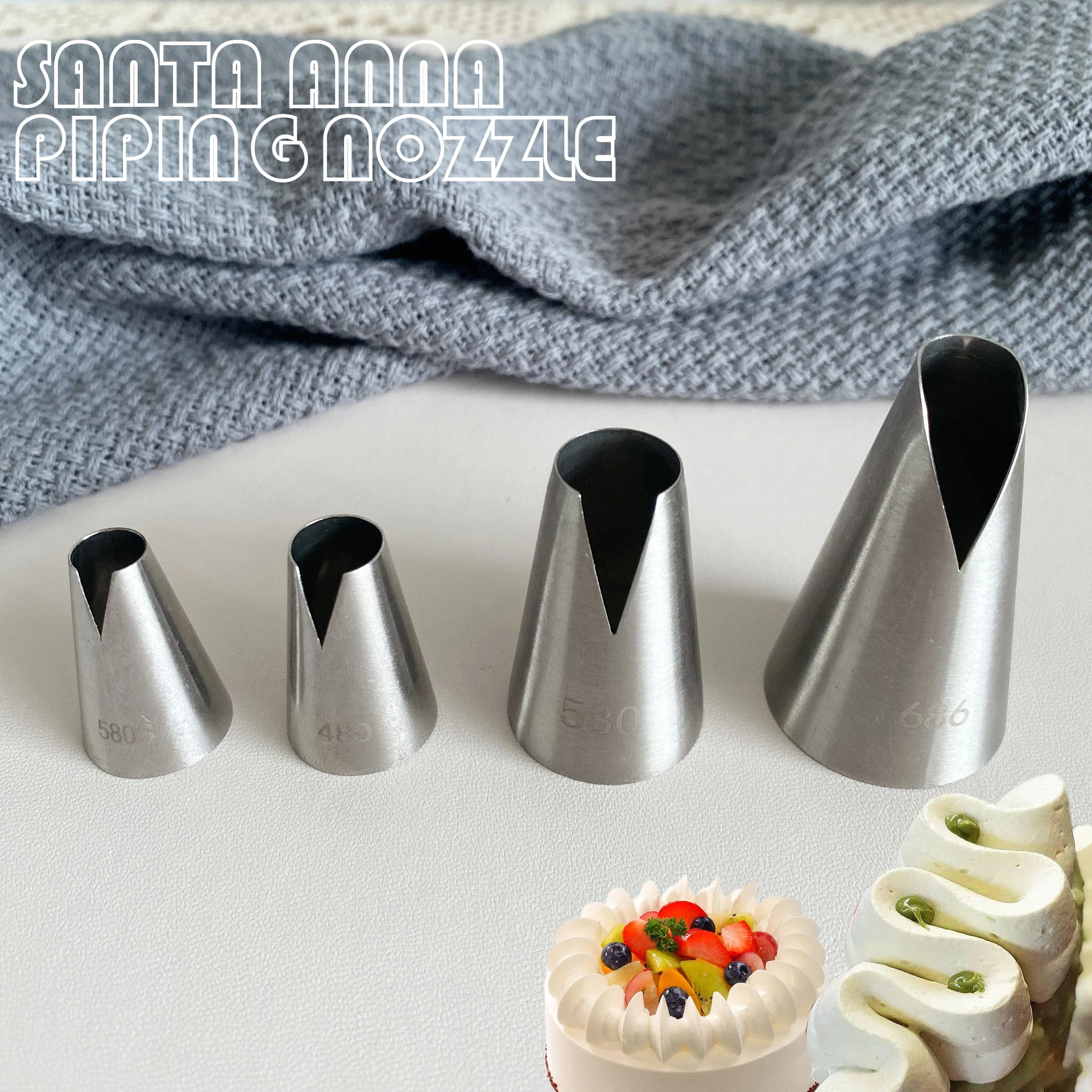 

4Pcs/Set Round Stainless Steel Piping Tips Dessert Cake Pastry Cookie Cream Santa Anna Nozzles Icing Decorating Kitchen Tools