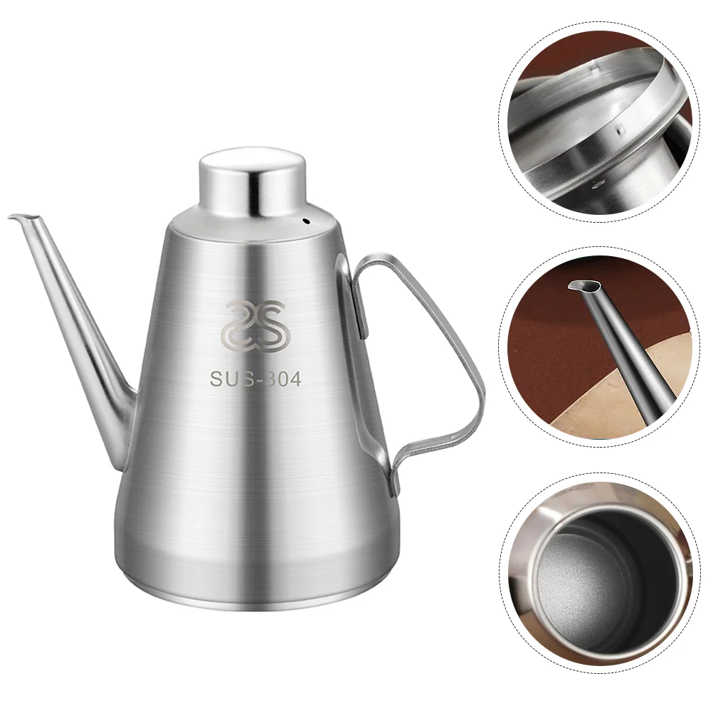 

Stainless Steel Oil Pot Container Comfortable Grip High Temp Resistant Kitchen Essentials Oil Storage Jug Dispenser