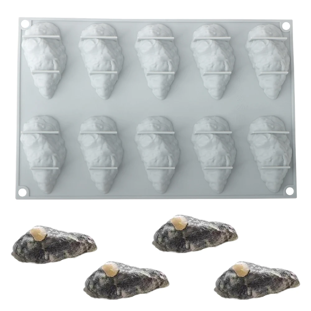 10-Cavity Oyster Mousse Kuchenform Schokoladen-Dessert- und Keksform Französische Backform für Gebäck