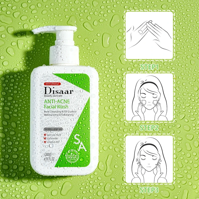 Disaar Salicylic Acid Faceial Wash 200g  Ceramide Vitamin B5 Essence Face Clean Pore Cleansing Moisturizing