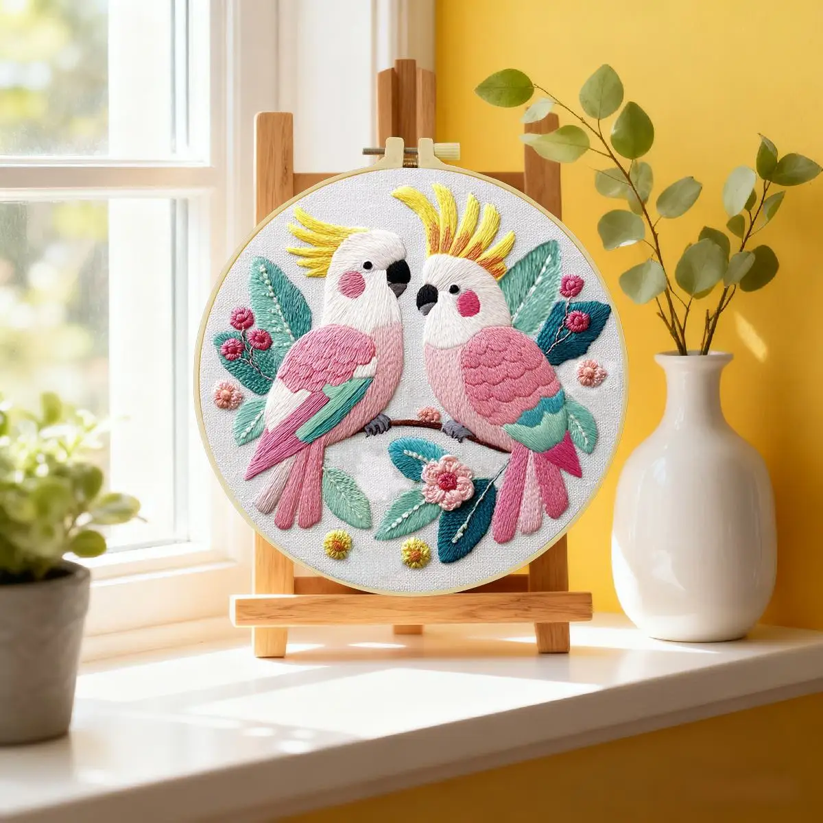 1 Stück 20X20CM/15X15CM 7,87/6,3 Zoll Tier - Vogel Stickerei Starter-Kit DIY-Kit DIY Stickerei-Set Handarbeiten Heimdekoration – Detail 1
