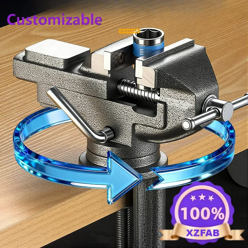 Factory Direct 2026 Mini Multi-Function Bench Vise Home Use Universal Swivel Table Clamp Flat Jaw Woodworking Clamp Heavy Duty P