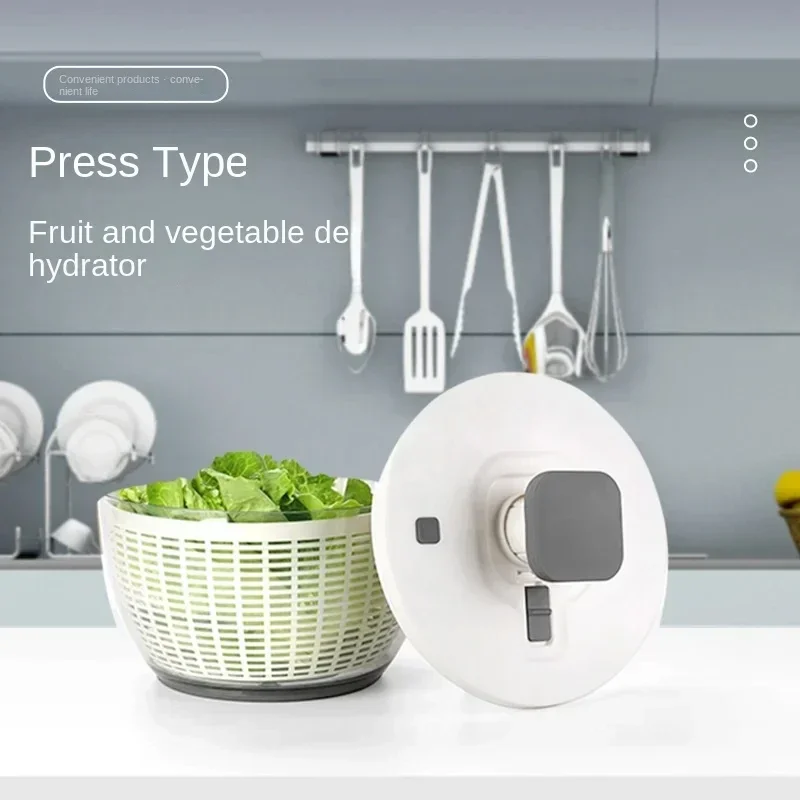 Vegetable Dehydrator Salad Spinner Lettuce Leaf Washer Dehydrator Dry and Wet Separation Draining Salad Basket Kitchen Gadgets