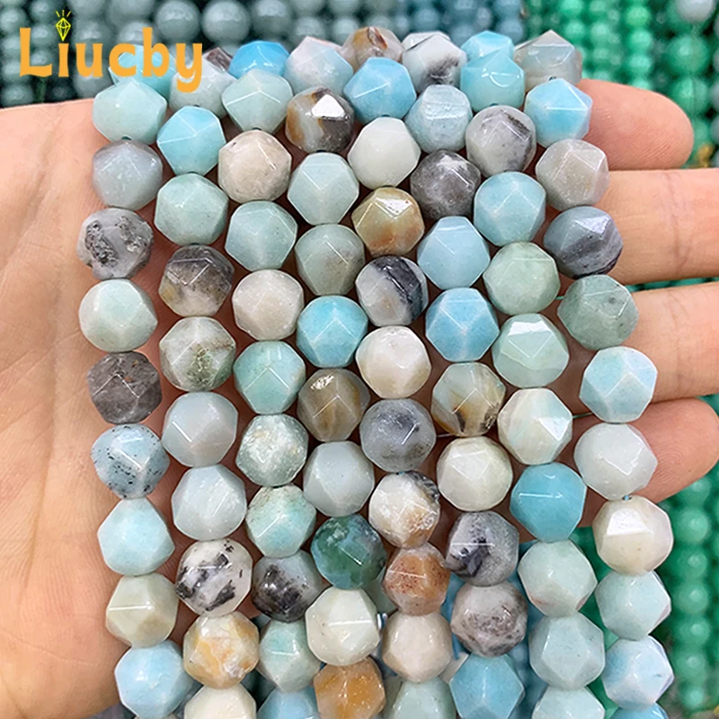 Raw ore Natural Stone Faceted Amazon diamond Beads DIY Handstring Hoop earrings headwear For Jewelry Making 15