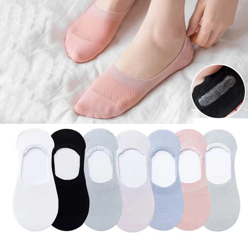 Summer New Fashion Solid Color Casual Breathable Mesh Socks Boat Socks For Women