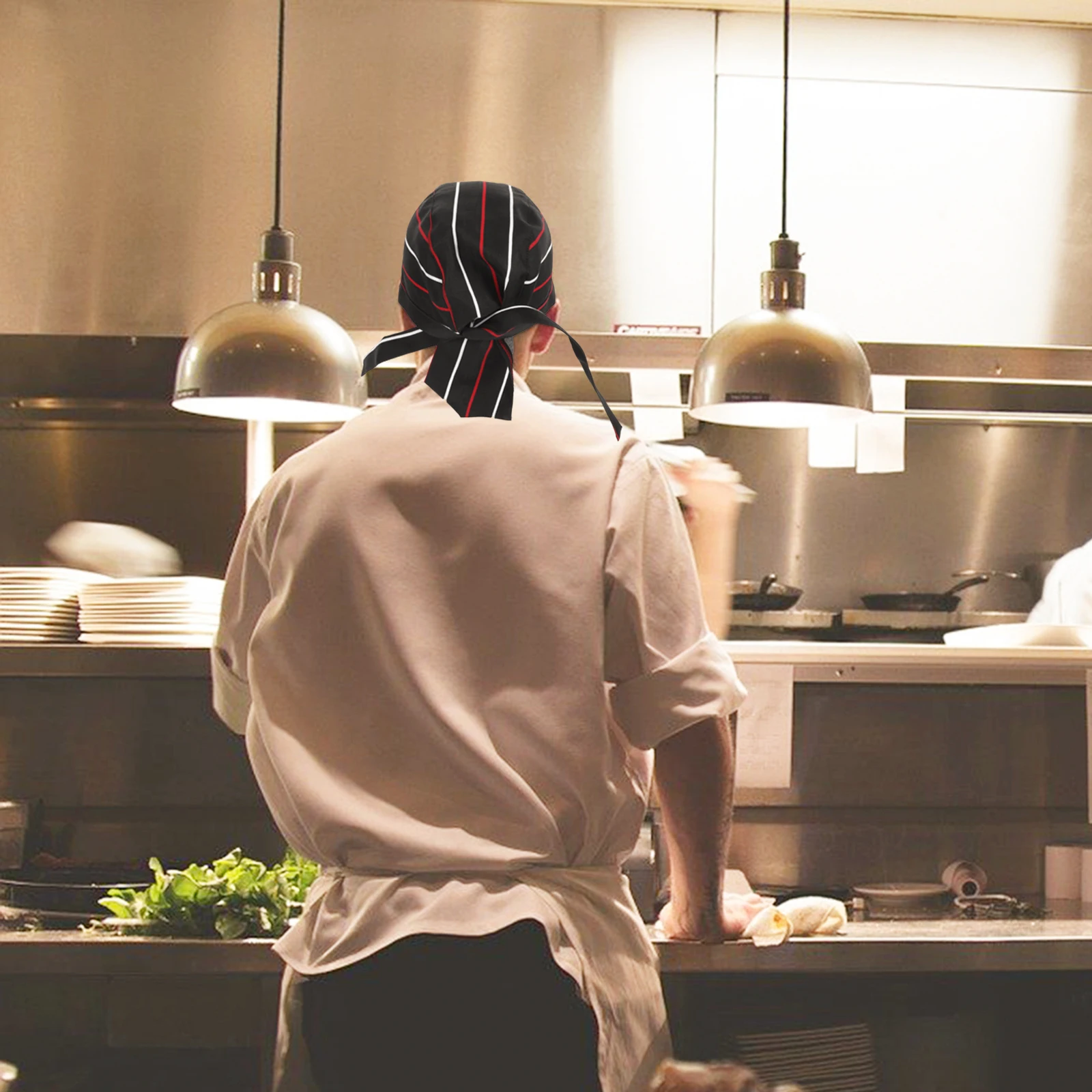 

2pcs Chef Hat Pirate Hats Adjustable Ribbons Polyester Kitchen Cooking Caps Men Women Skull Caps Catering School Work Uniform