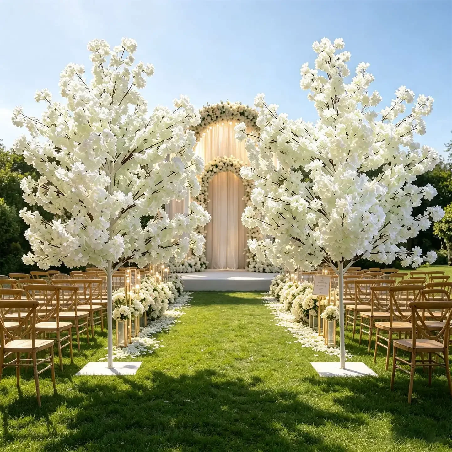 Künstlicher Kirschblütenbaum Wunschbaum 4-teiliger Eisenständer Hochzeits-Tischdekoration Gang-Dekor Sakura-Blumenständer für Party und Hotel – Detail 6