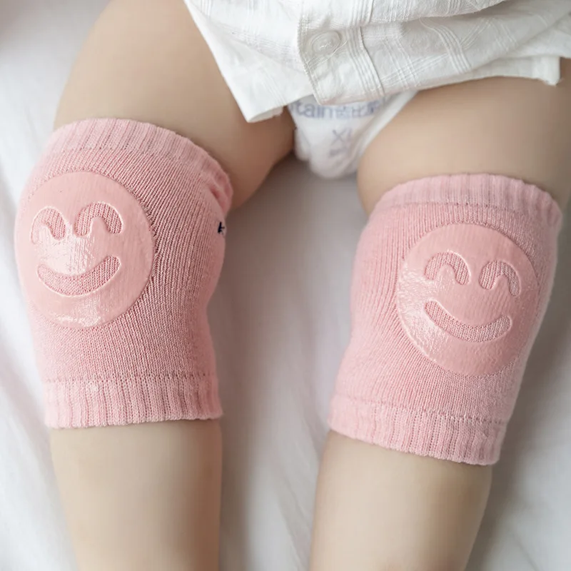 Child Knee Protector Summer Terry Baby Socks Elbow Protector Toddler Crawling Knee Protector Baby Child Smiley Face Knee Protect