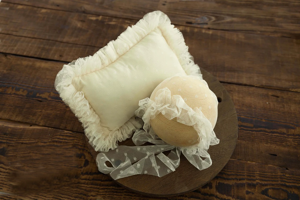 Accesorios de fotografía para recién nacido, sombrero de encaje, almohada, tocado para niña, accesorios de fotografía para bebé