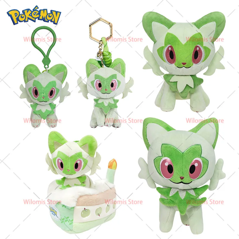 Nouveau jouet en peluche Pokemon Sprigatito Original, dessin animé Kawaii, gâteau Sprigatito, porte-clés, pendentif de sac, poupée douce, cadeau d'anniversaire