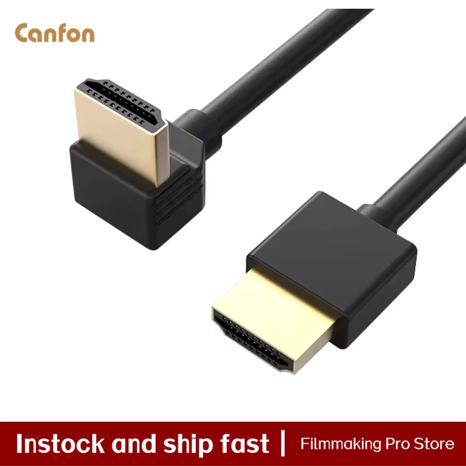 Canfon HD Cable High Speed HDMI 4K Video Cable 2.0 - 18Gbps 4K 90 Degree Angle Bend@60Hz UHD Compatible with TV/PC/Game Console