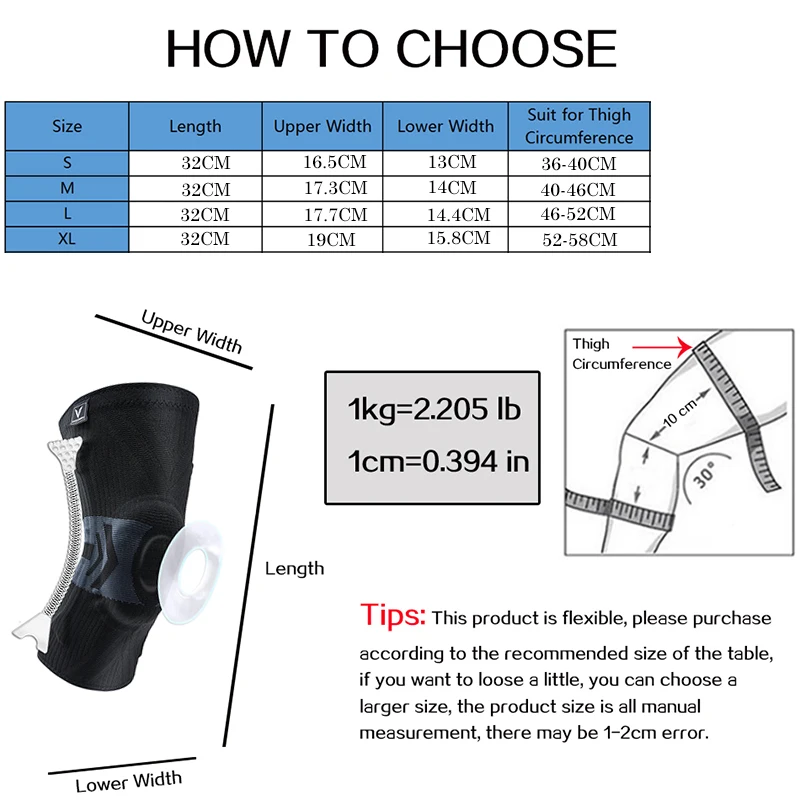 Professional Sports Knee Pads with TPE Pad Springs Non Slip Elastic Knee Support for Men Nylon Compression Knee Brace