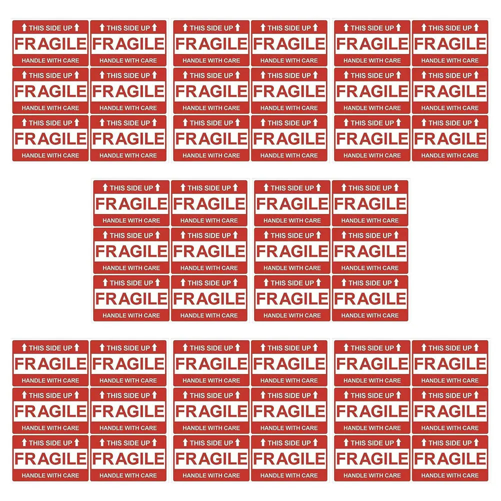 Pegatinas frágiles, 8 hojas para cajas de envío, etiquetas adhesivas de advertencia, pegatinas flexibles y frágiles fáciles de usar