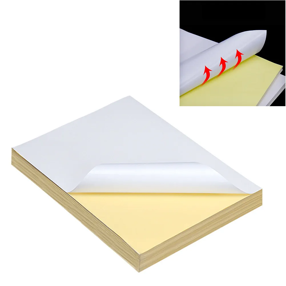 

100Pcs A4 Self Adhesive Printing Paper Laser Compatible Label Sheets for Home Office School Supermarket Pharma Industry Use