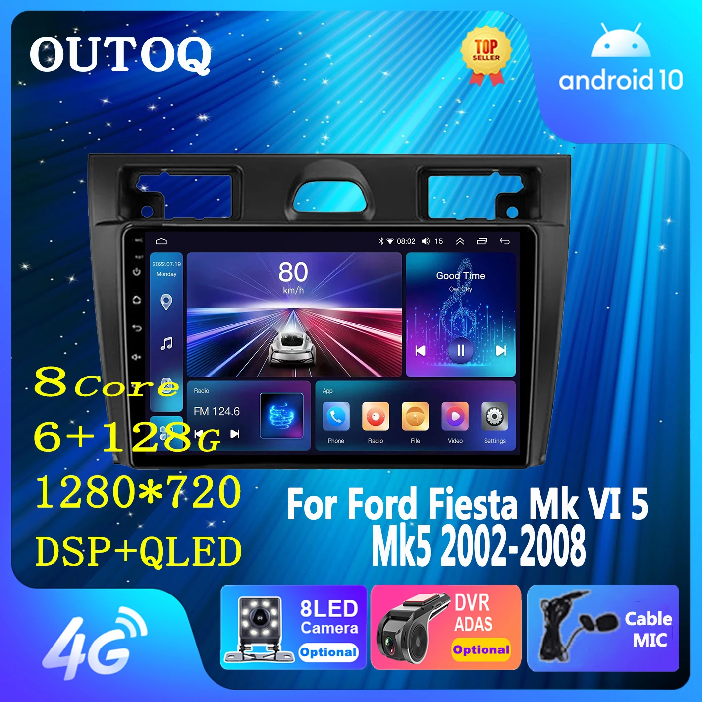 

Android Car Radio Carplay for Ford Fiesta Mk VI 5 Mk5 2002 - 2008 GPS Navigation Player Stereo Carplay 2 Din DVD Carplay