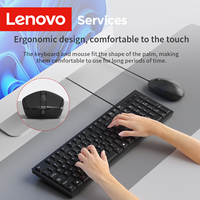 Lenovo Wired Mouse and Keyboard Set Classic Black Office Business Home Use 104-Key Keyboard Kit Silent Quiet Mouse Combo for Pc