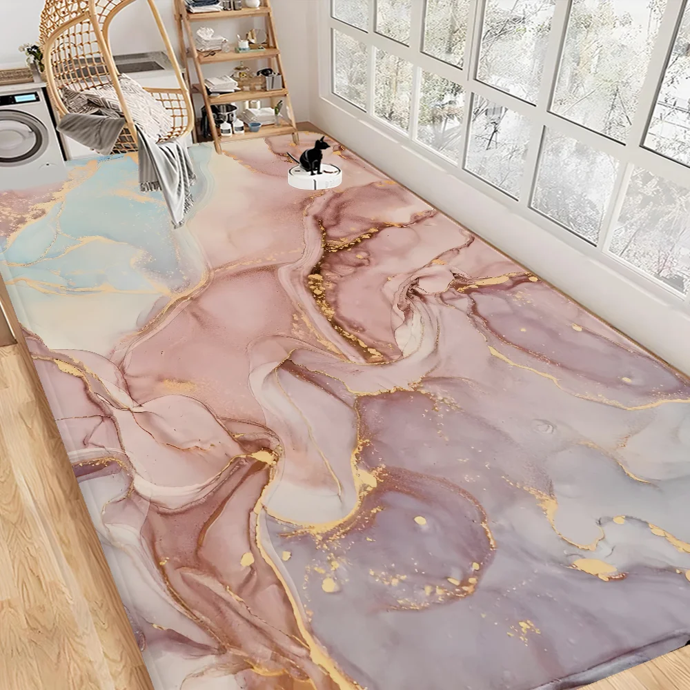 

Fashion Marble Colorful Long Rugs Nordic Style Home Doormat Bathroom-Toilet Mats Bedroom Bedside Area Rugs