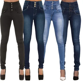 Women Black Jeans Push Up Pencil Denim Pants Ladies Vintage High Waist Casual Stretch…