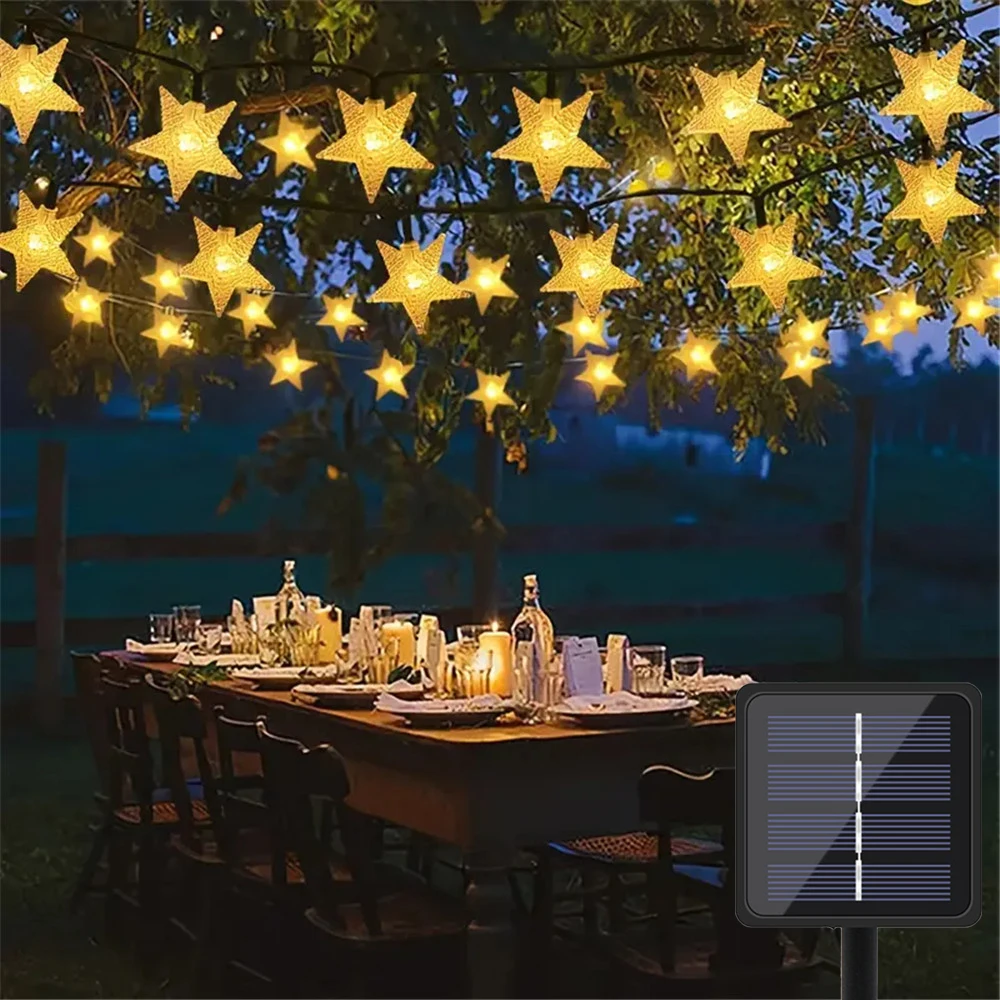 

100/50/20Led Solar Star String Lights LED Solar Powered Fairy Lights for Birthday Wedding Decor Eid Mubarak Decoration