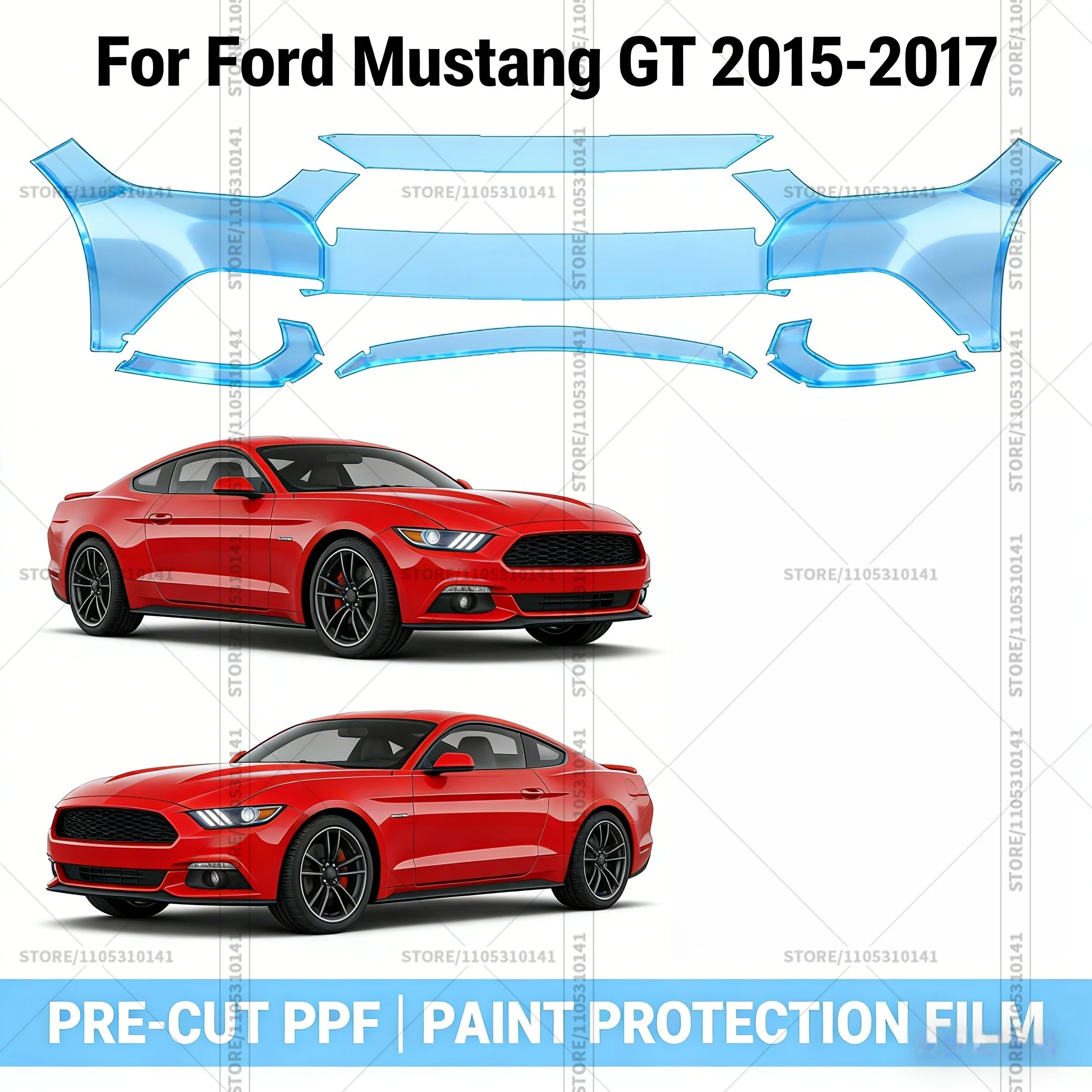

For Ford Mustang GT 2015-2017 Pre-Cut Paint Protection Film PPF Transparent Car Film Professional Automotive PPF Front Bumper