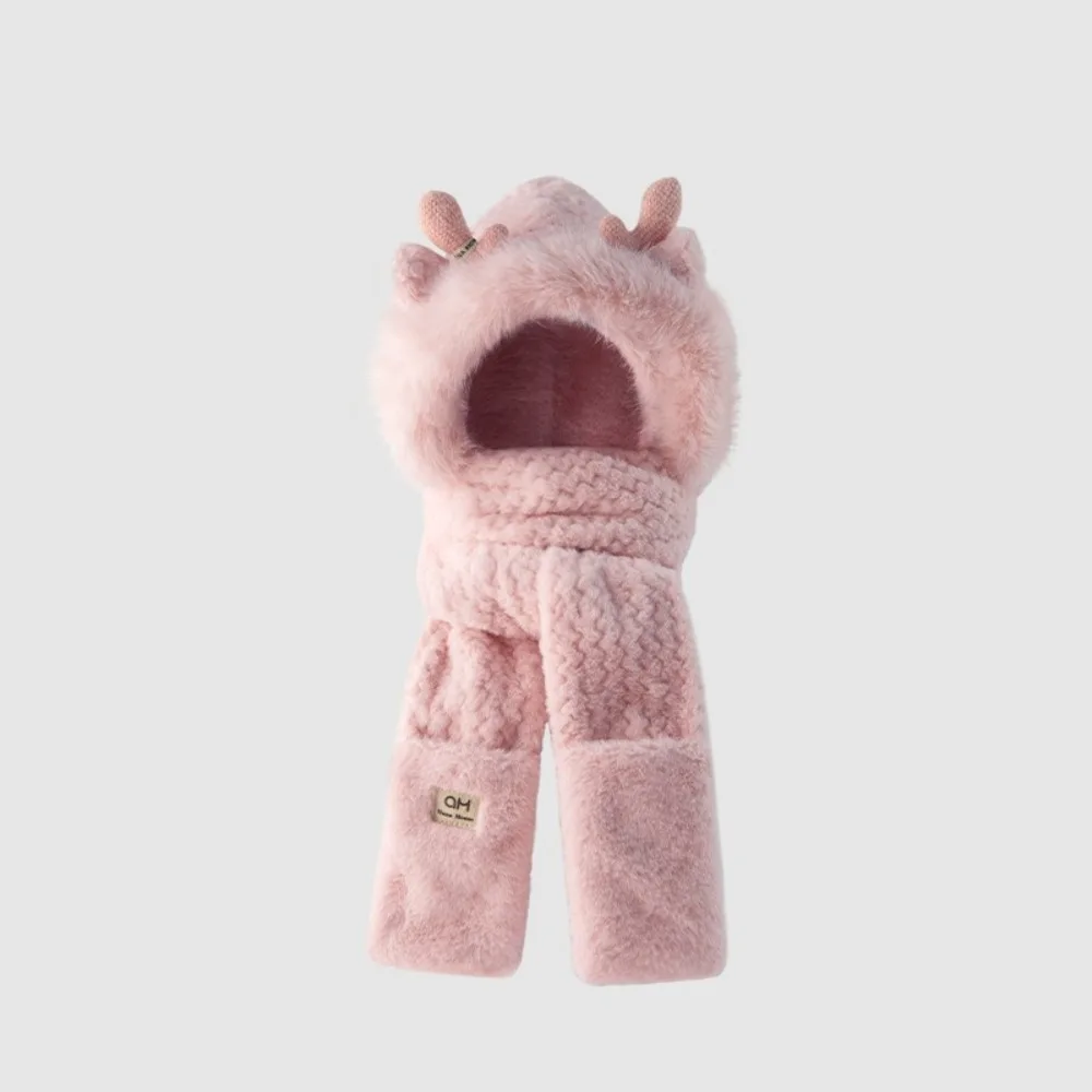 Mode Warm Verdicken Winter Hut Ohr Schutz Weiche Bär Hirsch Ohren Hut Hals Wärmer Weihnachten Geschenke Eimer Hut Frauen