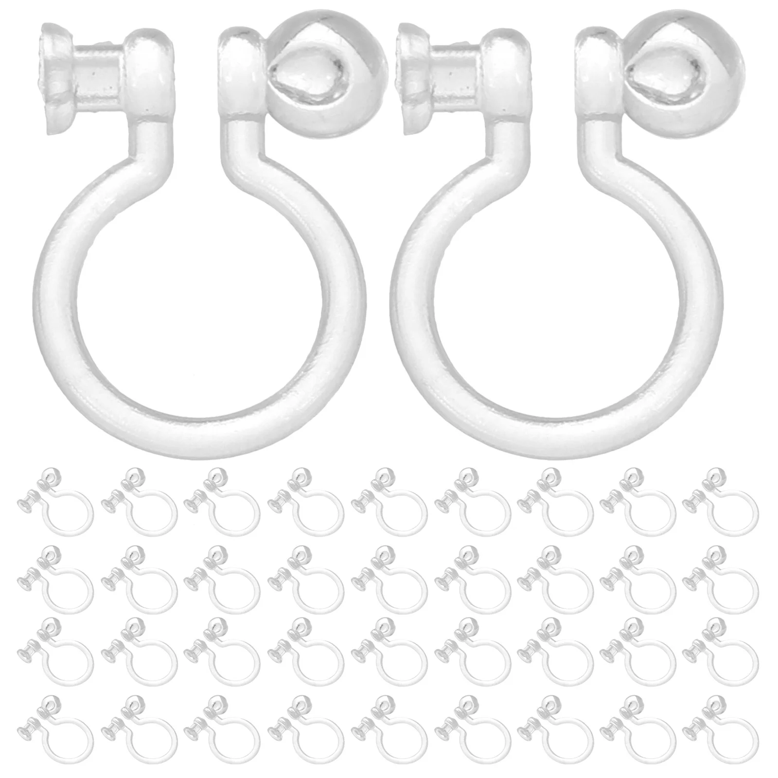 

50Pcs Clear U Type Earring Findings Clip on Earring Findings Pad Base Non Pierced Ear Clip Converters for Jewelry Making Kits
