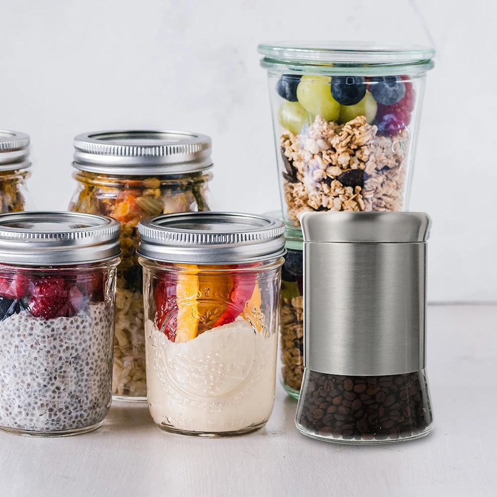 

Airtight Glass Jar Food Containers Coffee Dried Fruit Storage Canisters Sealed Lid Smooth Surface Stainless Steel Kitchen Cereal